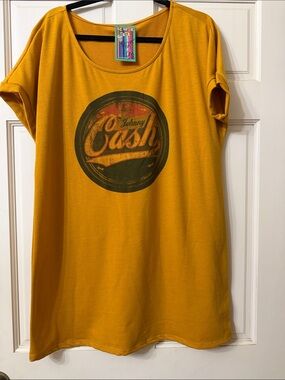 Johnny Cash Graphic Tee Dress - Mustard Yellow